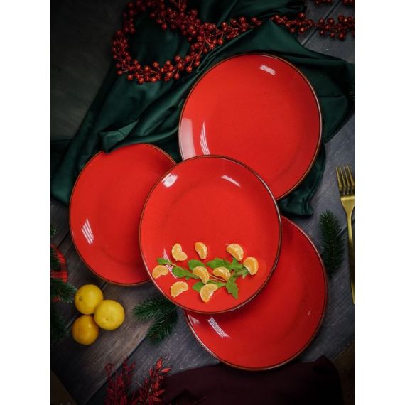 Тарелка 24 см безбортовая, Seasons Красный, Porland, фото , изображение 15
