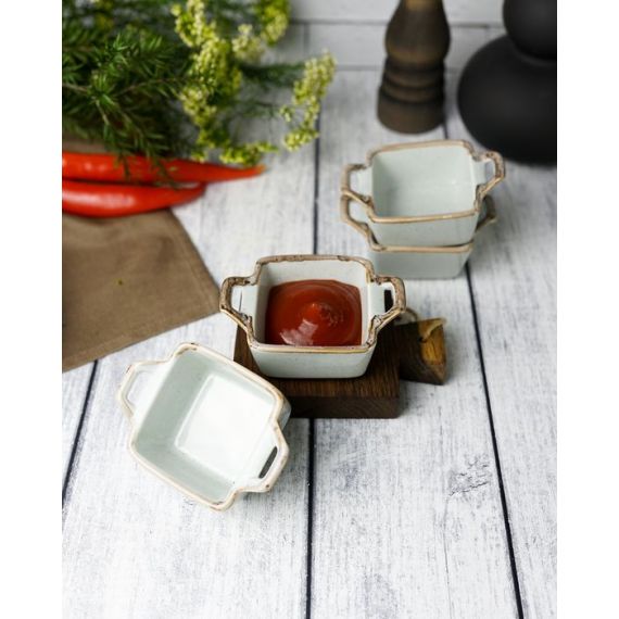 Соусник квадратный с 2-мя ручками 7х10 см h 4.2 см, Seasons Серый, Porland, фото , изображение 13