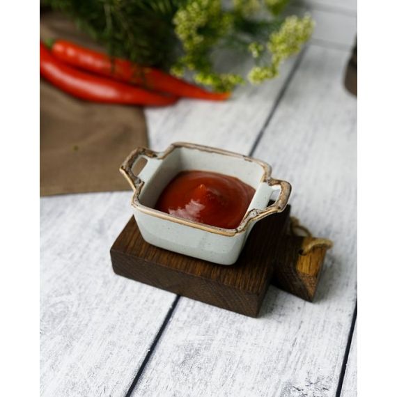 Соусник квадратный с 2-мя ручками 7х10 см h 4.2 см, Seasons Серый, Porland, фото , изображение 10