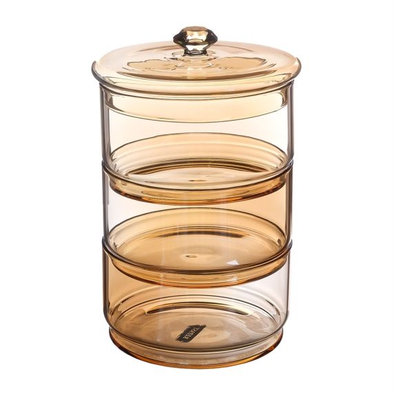 Конфетница с крышкой 3-х ярусная Diamond 3*400 мл, цвет медовый, Repast, фото 