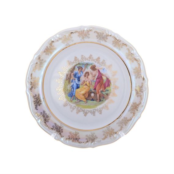 Набор из 6-ти тарелок Мадонна 27 см, перламутр, серия Мария Тереза, Repast, фото 