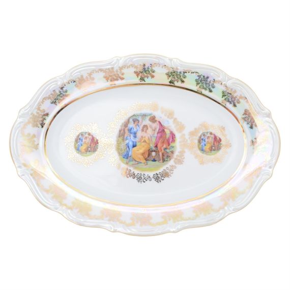 Блюдо овальное Мадонна 33 см, перламутр, серия Мария Тереза, Repast, фото 