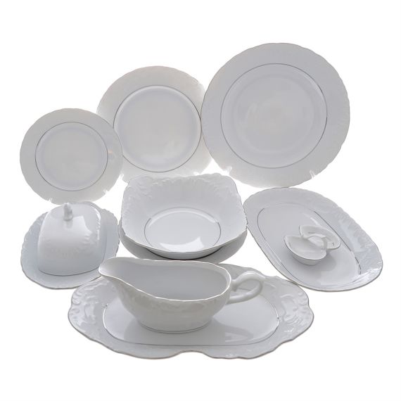 Столовый набор на 6 персон Rococo с платиновой полосой, 25 предметов, Repast, фото 