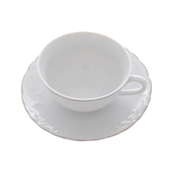 Набор из 6-ти чайных пар Rococo с платиновой полосой 220 мл, Repast, фото 