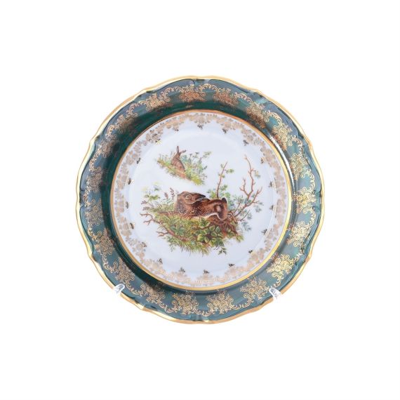 Набор  из 6-ти тарелок Охота зеленая 25 см, серия Мария Тереза, Repast, фото 