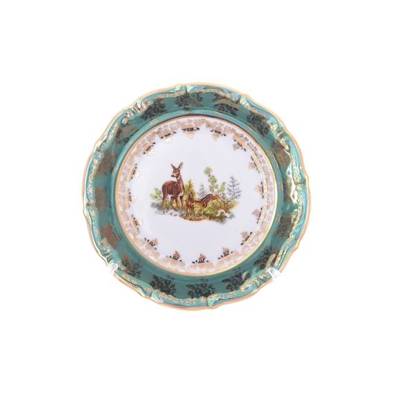 Набор из 6-ти тарелок Охота зеленая 21 см, серия Мария Тереза, Repast, фото 