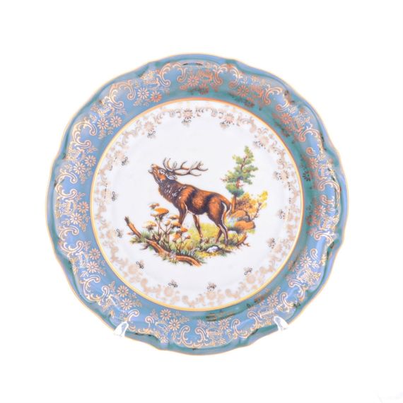 Набор из 6-ти тарелок Охота зеленая 19 см, серия Мария Тереза, Repast, фото 