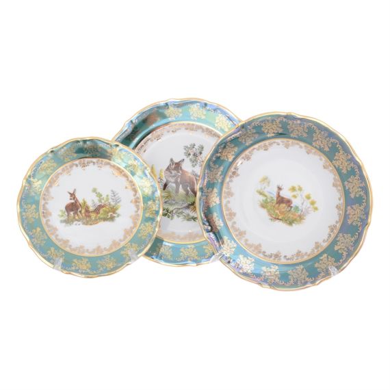 Набор из 18-ти тарелок Охота зеленая, серия Мария Тереза, Repast, фото 
