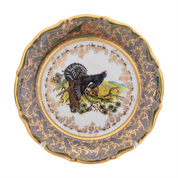 Набор из 6-ти тарелок Охота зеленая 17 см, серия Мария Тереза, Repast, фото 