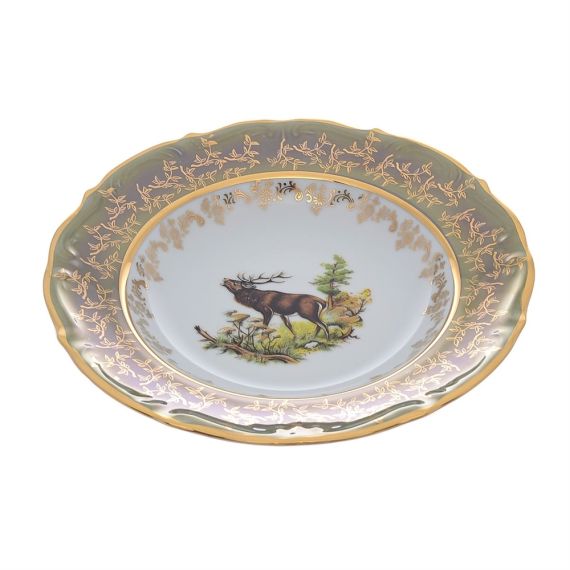 Набор из 6-ти глубоких тарелок Охота зеленая 22,5 см, серия Мария Тереза, Repast, фото 
