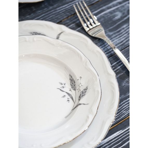 Набор из 6-ти плоских тарелок 25 см, серия Серебряные колосья, Repast, фото , изображение 6