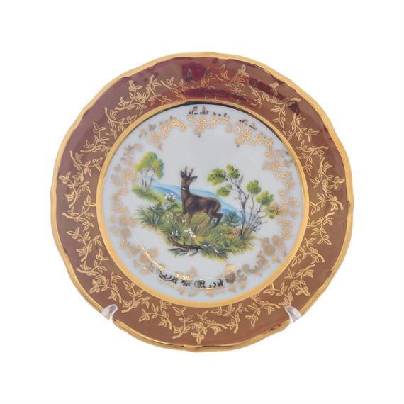 Набор из 6-ти тарелок Охота красная 17 см, серия Мария Тереза, Repast, фото 