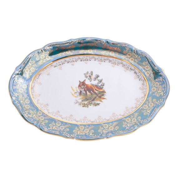Блюдо овальное Охота зеленая 29 см, серия Мария Тереза, Repast, фото 