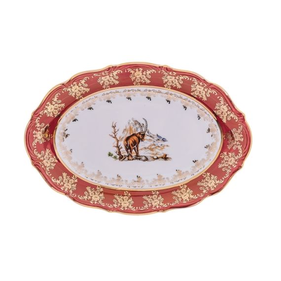 Блюдо овальное Охота красная 28 см, серия Мария Тереза, Repast, фото 