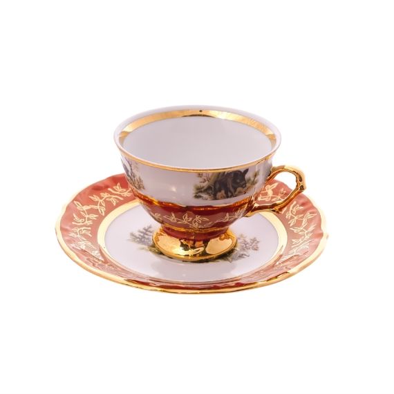 Набор кофейных пар мокко Охота красная, серия Мария Тереза, Repast, фото 