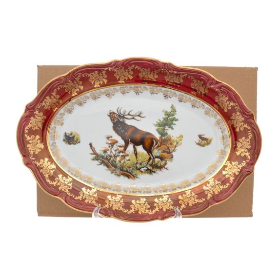 Блюдо овальное Охота красная 33 см, серия Мария Тереза, Repast, фото , изображение 2