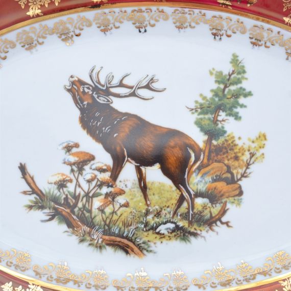 Блюдо овальное Охота красная 33 см, серия Мария Тереза, Repast, фото , изображение 3