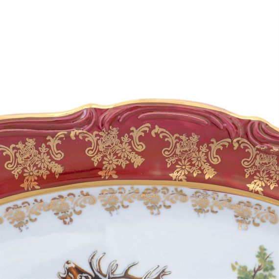 Блюдо овальное Охота красная 33 см, серия Мария Тереза, Repast, фото , изображение 4