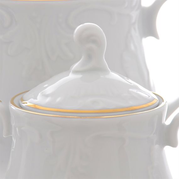 Чайный сервиз на 6 персон Rococo с золотой полосой, 15 предметов, Repast, фото , изображение 2