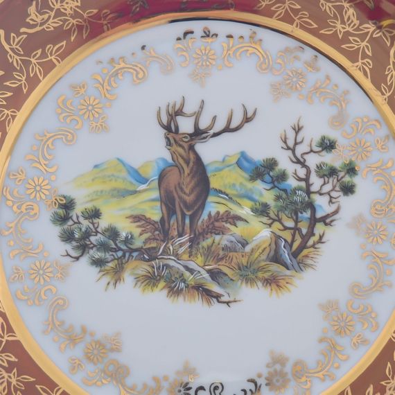 Набор из 6-ти тарелок Охота красная 17 см, серия Мария Тереза, Repast, фото , изображение 2