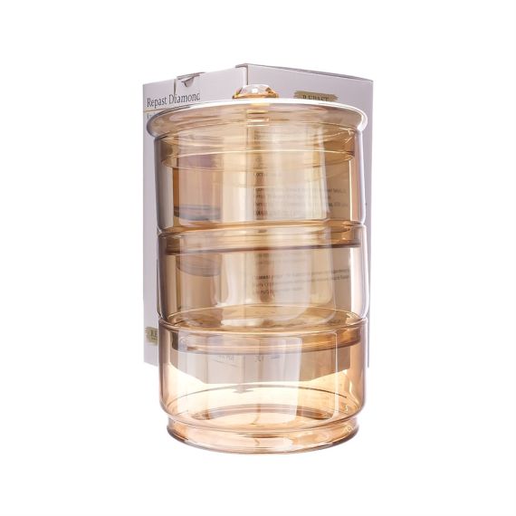 Конфетница с крышкой 3-х ярусная Diamond 3*400 мл, цвет медовый, Repast, фото , изображение 3