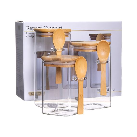 Набор из 3-х ёмкостей для сыпучих продуктов Comfort 480/700/850 мл, Repast, фото , изображение 4