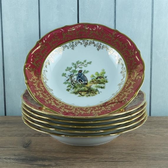 Набор из 6-ти глубоких тарелок Охота красная 23 см, серия Мария Тереза, Repast, фото , изображение 2