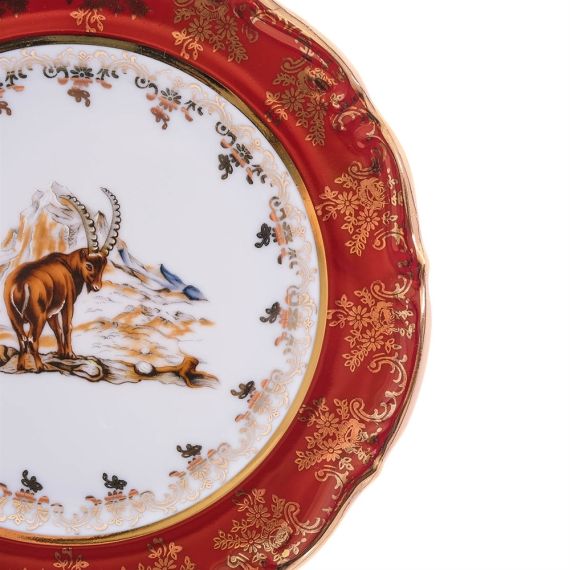 Набор из 6-ти тарелок Охота красная 21 см, серия Мария Тереза, Repast, фото , изображение 2