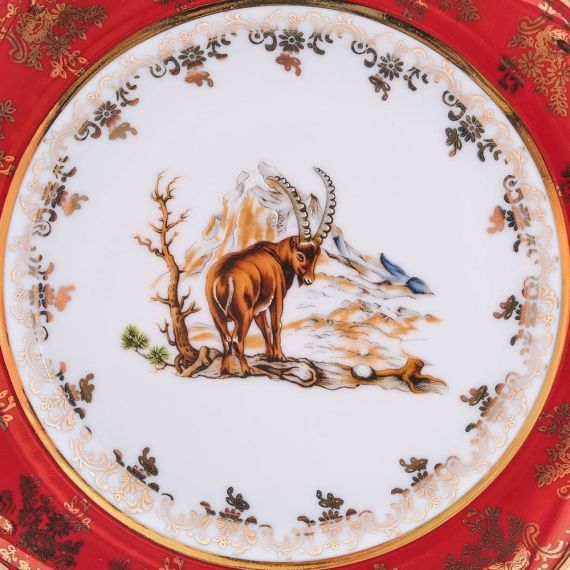 Набор из 6-ти тарелок Охота красная 21 см, серия Мария Тереза, Repast, фото , изображение 3