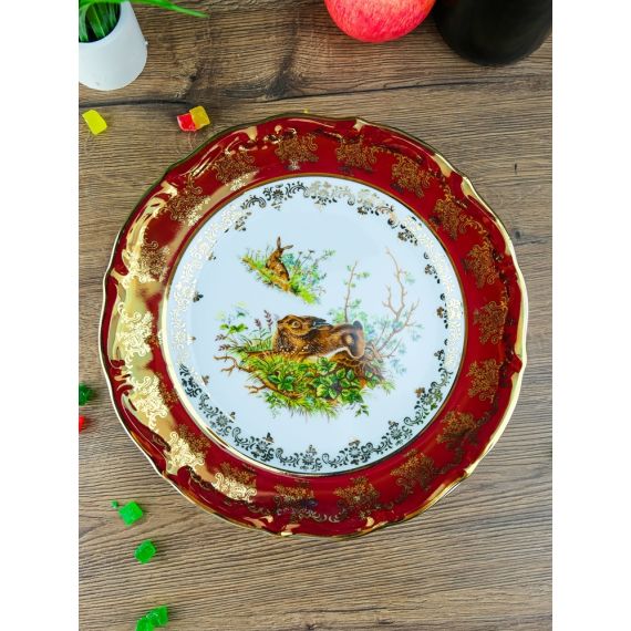 Набор из 6-ти тарелок Охота красная 25 см, серия Мария Тереза, Repast, фото , изображение 4
