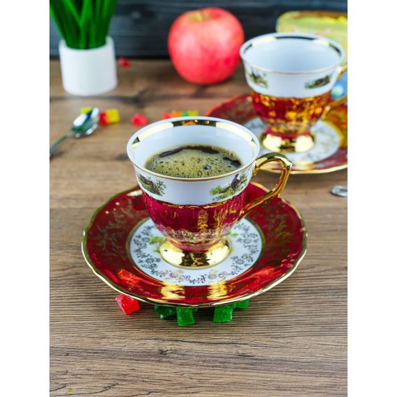 Набор кофейных пар Охота красная, серия Мария Тереза, Repast, фото , изображение 2