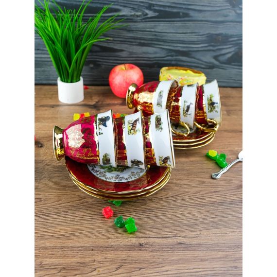 Набор кофейных пар Охота красная, серия Мария Тереза, Repast, фото , изображение 6