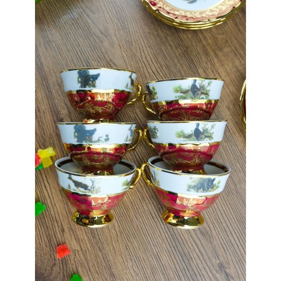 Набор кофейных пар мокко Охота красная, серия Мария Тереза, Repast, фото , изображение 5