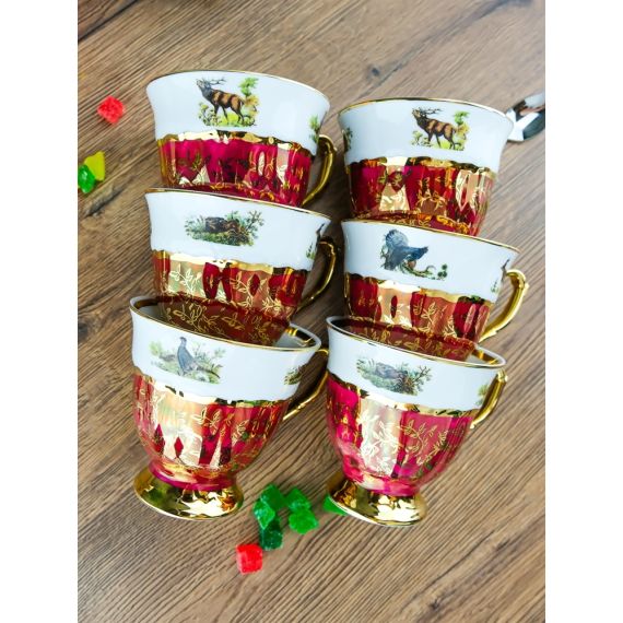 Набор кофейных пар Охота красная, серия Мария Тереза, Repast, фото , изображение 7