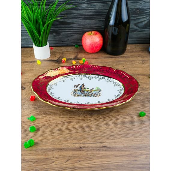 Блюдо овальное Охота красная 28 см, серия Мария Тереза, Repast, фото , изображение 4