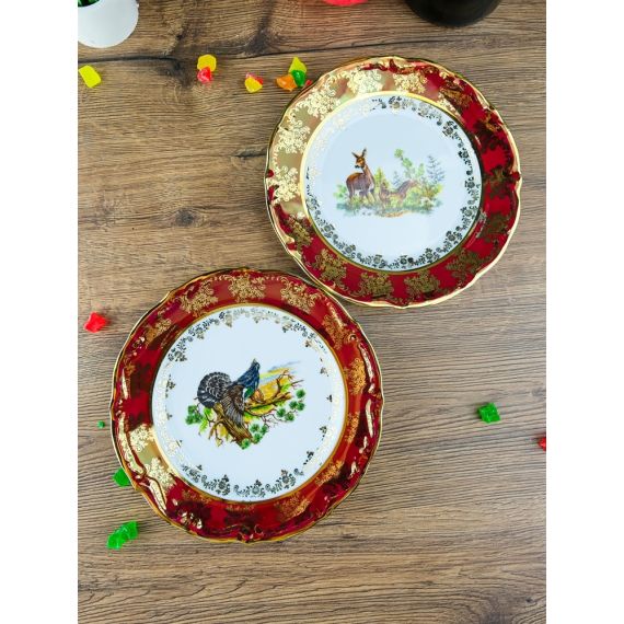 Набор из 6-ти тарелок Охота красная 19 см, серия Мария Тереза, Repast, фото , изображение 3