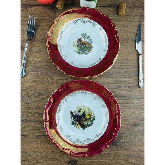 Набор из 6-ти глубоких тарелок Охота красная 23 см, серия Мария Тереза, Repast, фото , изображение 11