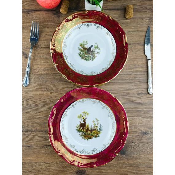 Набор из 6-ти глубоких тарелок Охота красная 23 см, серия Мария Тереза, Repast, фото , изображение 13