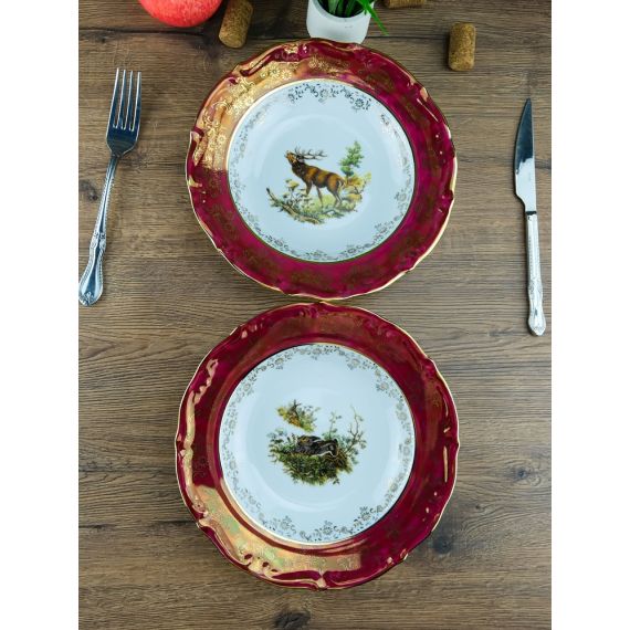 Набор из 6-ти глубоких тарелок Охота красная 23 см, серия Мария Тереза, Repast, фото , изображение 14
