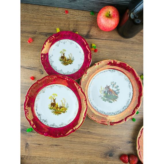 Набор из 18-ти тарелок Охота красная, серия Мария Тереза, Repast, фото , изображение 2