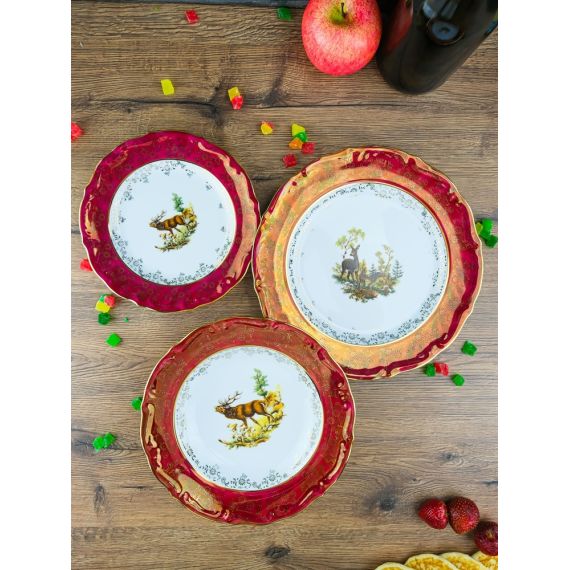 Набор из 18-ти тарелок Охота красная, серия Мария Тереза, Repast, фото , изображение 4