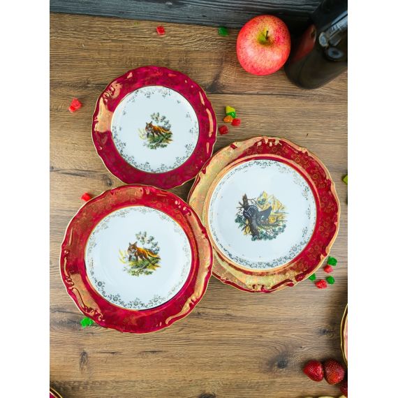 Набор из 18-ти тарелок Охота красная, серия Мария Тереза, Repast, фото , изображение 5