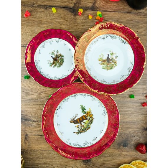 Набор из 18-ти тарелок Охота красная, серия Мария Тереза, Repast, фото , изображение 8