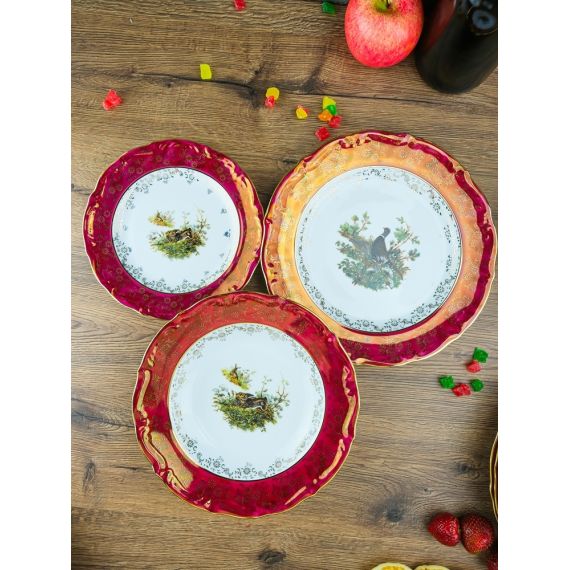 Набор из 18-ти тарелок Охота красная, серия Мария Тереза, Repast, фото , изображение 9