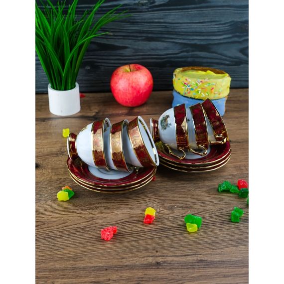 Набор из 6-ти кофейных пар мокко Охота красная 100 мл, серия Мария Тереза, Repast, фото , изображение 5