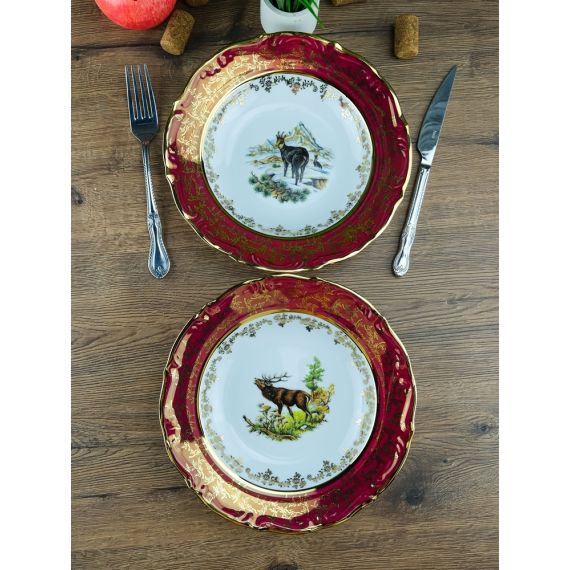 Набор из 6-ти глубоких тарелок Охота красная 23 см, серия Мария Тереза, Repast, фото , изображение 13