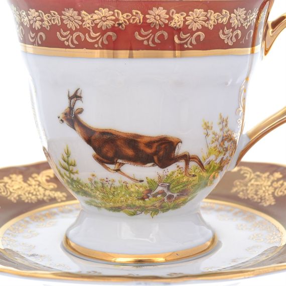 Кофейный сервиз на 6 персон Охота красная, серия Мария Тереза, 15 предметов, Repast, фото , изображение 7