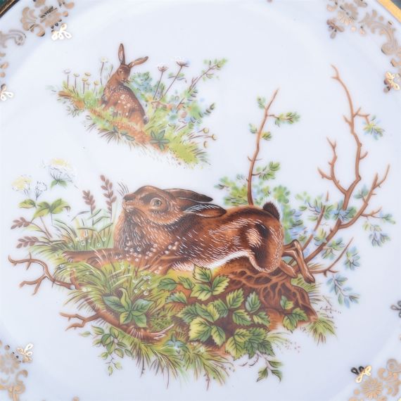 Набор  из 6-ти тарелок Охота зеленая 25 см, серия Мария Тереза, Repast, фото , изображение 2