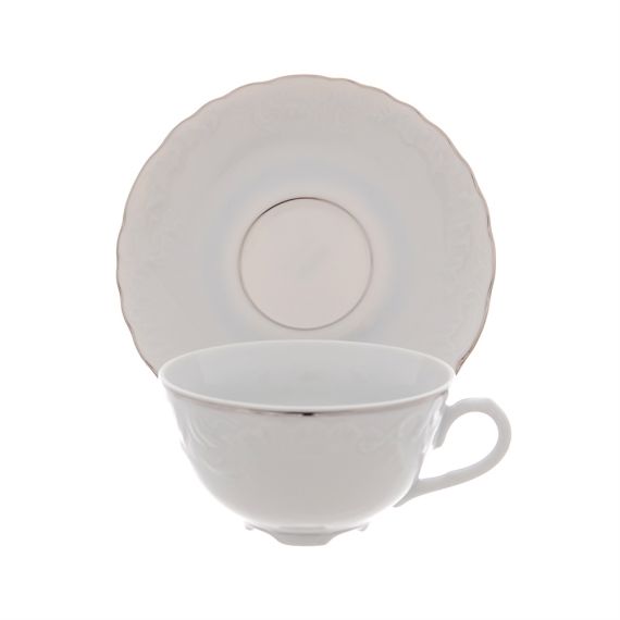 Набор из 6-ти чайных пар Rococo с платиновой полосой 220 мл, Repast, фото , изображение 3