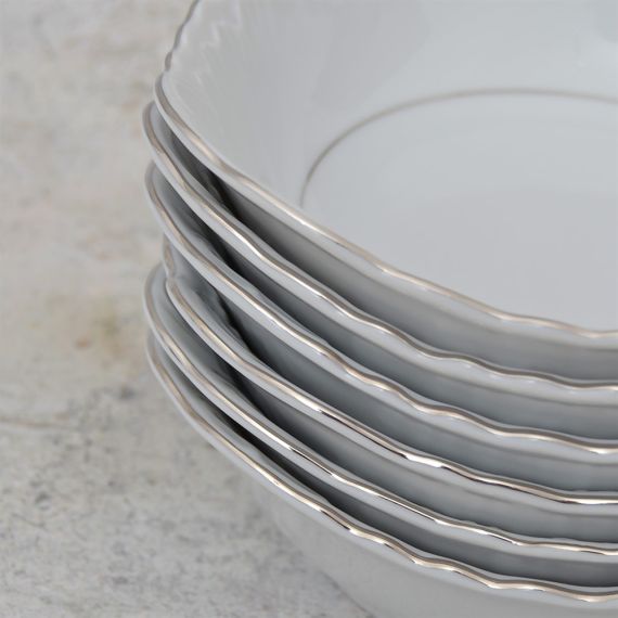 Набор из 6-ти салатников Rococo с платиновой полосой 17 см, Repast, фото , изображение 6